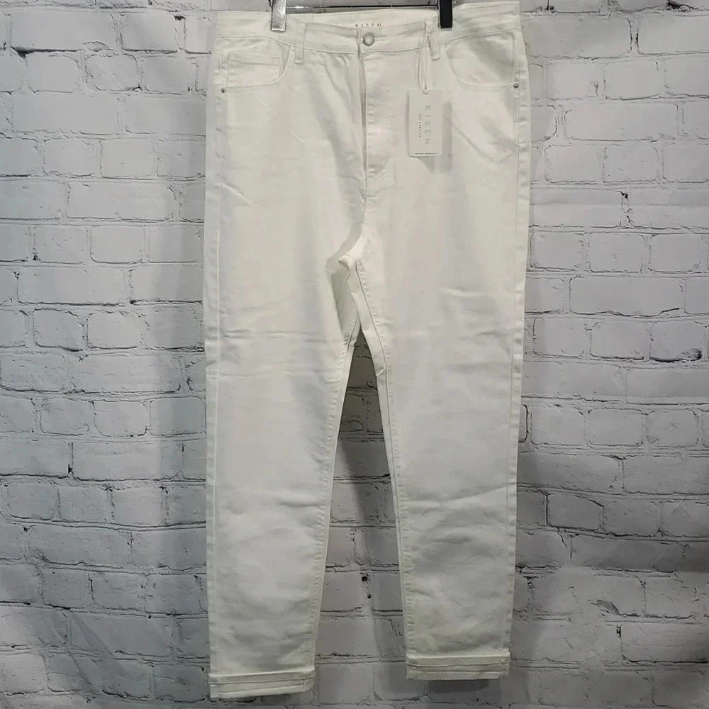 Risen Non-Distressed‎ Classic White Skinny Jeans Size 2XL NWT